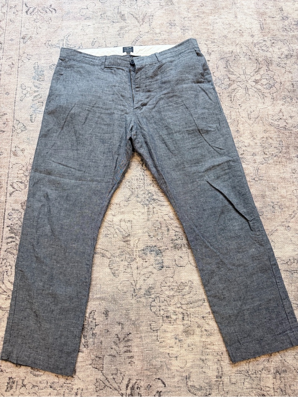 J. Crew Men's Charcoal Gray Linen-Blend Chinos